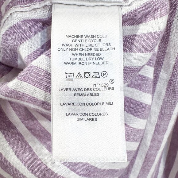 Lauren Ralph Lauren Linen Dress Lavender Striped Belted Pockets Women's Size M - Picture 8 of 8